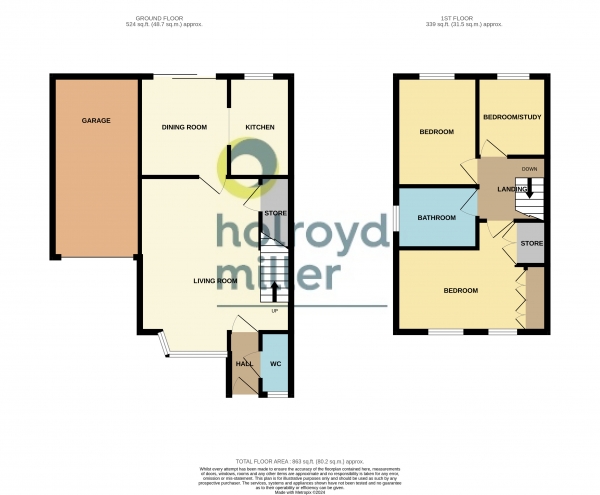 Floor Plan Image for 3 Bedroom Property for Sale in Manor Rise, Crigglestone, Wakefield, West Yorkshire, WF4