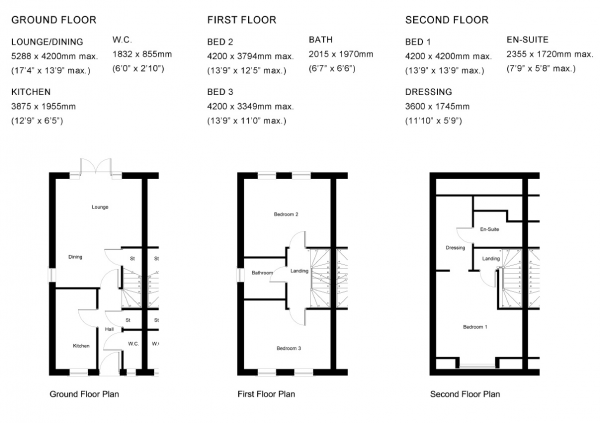 Floor Plan Image for 3 Bedroom Property for Sale in Weavers Close, Crofton, Wakefield, WF4