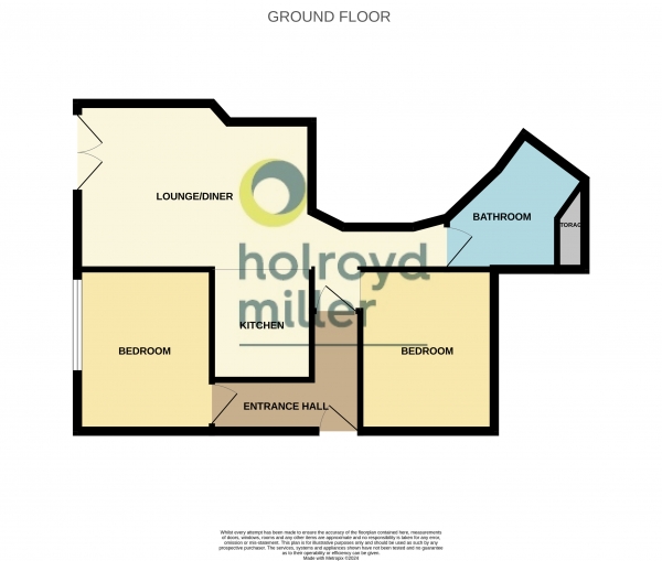 Floor Plan Image for 2 Bedroom Property to Rent in Bradford Road, Dewsbury, West Yorkshire, WF13