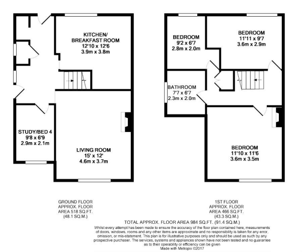 Floor Plan Image for 4 Bedroom Semi-Detached House for Sale in Waverley Road, Leamington Spa