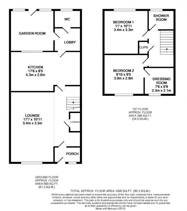 Floor Plan Image for 2 Bedroom Terraced House for Sale in Laburnum Grove, Warwick