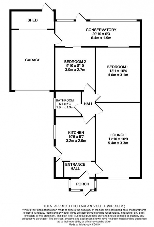 Floor Plan Image for 2 Bedroom Bungalow for Sale in Washbourne Road, Whitnash, Leamington Spa