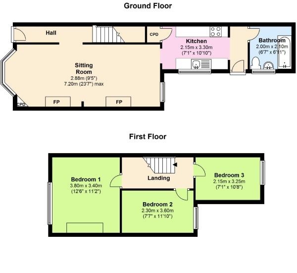 Floor Plan Image for 3 Bedroom Terraced House for Sale in St. Georges Road, Leamington Spa