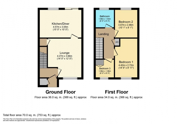 Floor Plan Image for 3 Bedroom Terraced House for Sale in Yardley Close, Warwick