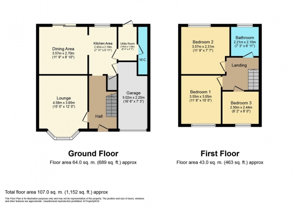 Floor Plan Image for 3 Bedroom Property for Sale in Price Road, Leamington Spa