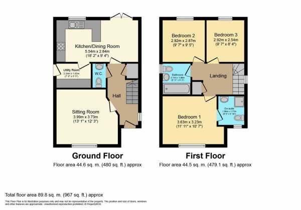 Floor Plan Image for 3 Bedroom Detached House for Sale in Batchelor Close, Whitnash, Leamington Spa