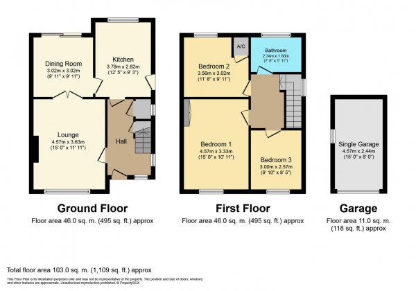 Floor Plan Image for 3 Bedroom Semi-Detached House for Sale in The Gardens, Radford Semele, Leamington Spa