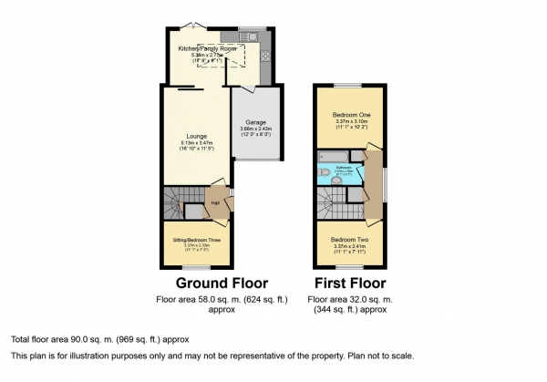 Floor Plan Image for 3 Bedroom Semi-Detached House for Sale in Dawson Close, Whitnash, Leamington Spa