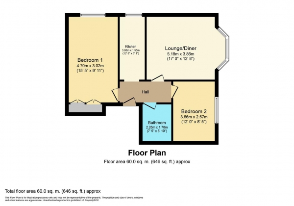 Floor Plan Image for 2 Bedroom Apartment for Sale in Redland House, Russell Terrace, Leamington Spa