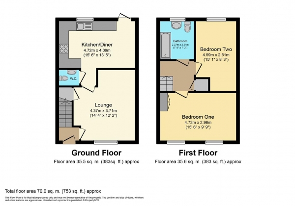 Floor Plan Image for 2 Bedroom End of Terrace House for Sale in Yeats Drive, Warwick