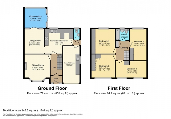 Floor Plan Image for 4 Bedroom Semi-Detached House for Sale in Church Hill, Bishops Tachbrook, Leamington Spa