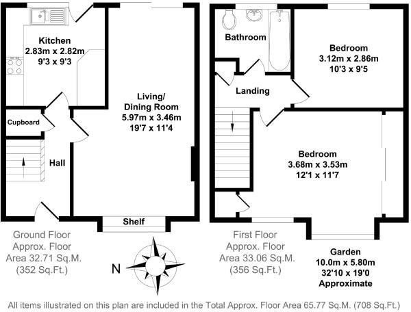 Floor Plan Image for 2 Bedroom Terraced House for Sale in Overberry Orchard, Leamington Spa