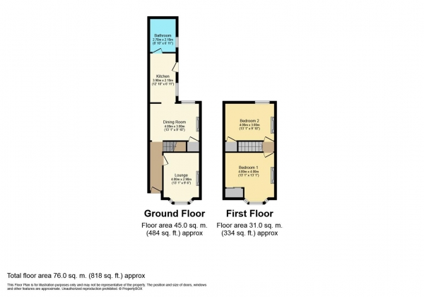 Floor Plan Image for 2 Bedroom Terraced House for Sale in Rushmore Street, Leamington Spa