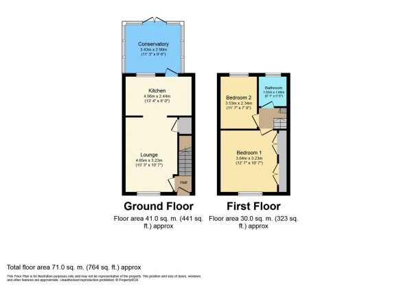 Floor Plan Image for 2 Bedroom End of Terrace House for Sale in Lynton Close, Warwick