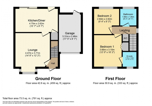 Floor Plan Image for 2 Bedroom Semi-Detached House for Sale in Otters Rest, Leamington Spa