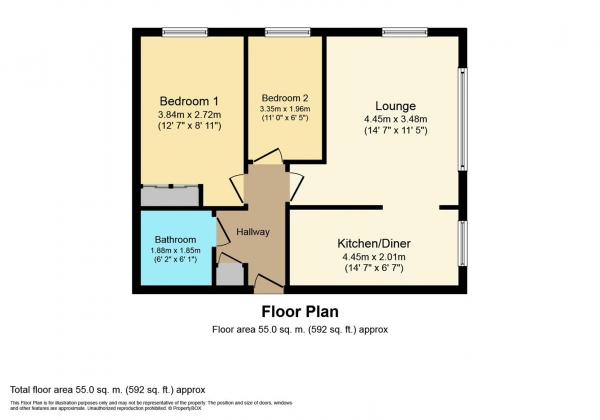 Floor Plan Image for 2 Bedroom Apartment for Sale in Frances Havergal Close, Leamington Spa