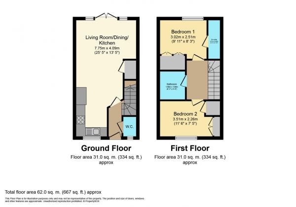 Floor Plan Image for 2 Bedroom Terraced House for Sale in Royal Boulevard, Bishops Tachbrook, Leamington Spa