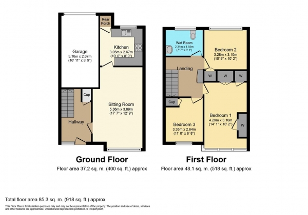 Floor Plan Image for 3 Bedroom End of Terrace House for Sale in Denville Road, Leamington Spa