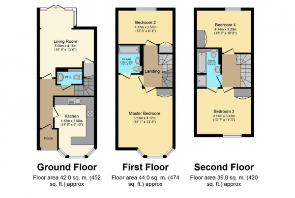 Floor Plan Image for 4 Bedroom Town House for Sale in South View Road, Leamington Spa