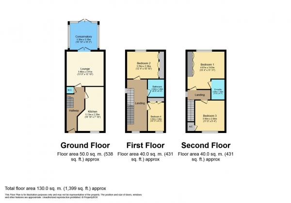 Floor Plan Image for 4 Bedroom End of Terrace House for Sale in Priors Grove Close, Warwick