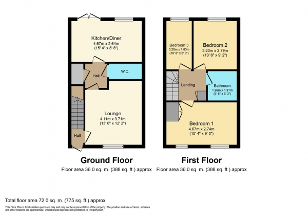 Floor Plan Image for 3 Bedroom Semi-Detached House for Sale in Anslow Road, Wellesbourne, Warwick