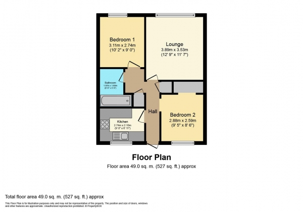 Floor Plan for 2 Bedroom Flat for Sale in Walnut Drive, Leamington Spa, CV32, 7XU - Guide Price &pound160,000