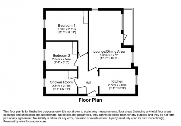 Floor Plan Image for 2 Bedroom Flat for Sale in All Saints Road, Warwick