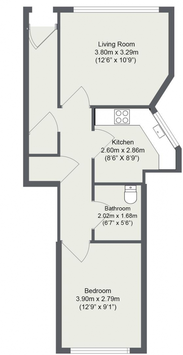 Floor Plan Image for 1 Bedroom Flat for Sale in Campion Terrace, Leamington Spa