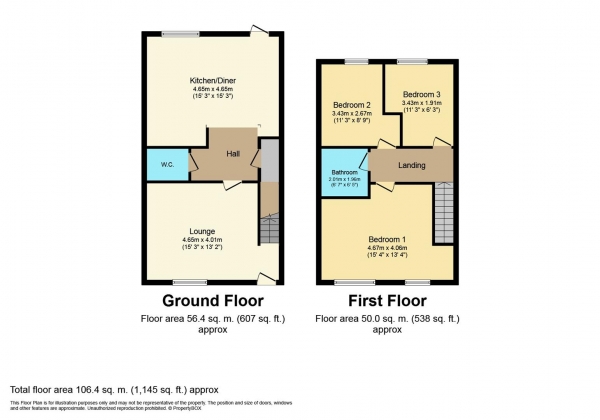 Floor Plan Image for 3 Bedroom Semi-Detached House for Sale in Yew Tree Way, Barford, Warwick