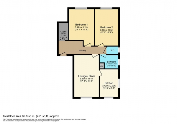 Floor Plan Image for 2 Bedroom Apartment for Sale in Boswell Grove, Warwick