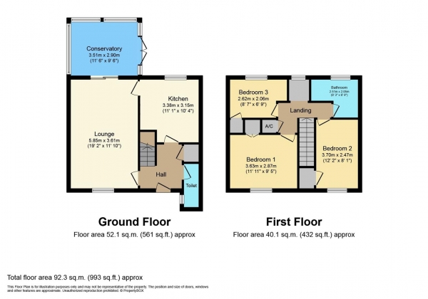 Floor Plan Image for 3 Bedroom Terraced House for Sale in Antelope Gardens, Warwick