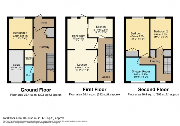 Floor Plan Image for 3 Bedroom Town House for Sale in Walking Distance To Town Centre & Train Station