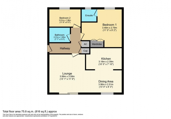 Floor Plan Image for 2 Bedroom Apartment for Sale in Modern Development With Private South Facing Garden