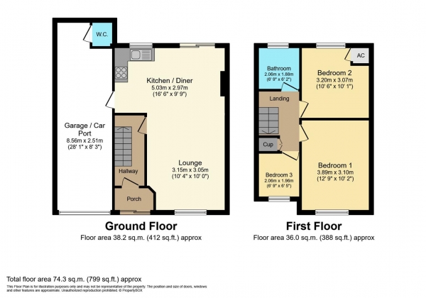 Floor Plan Image for 3 Bedroom Semi-Detached House for Sale in Whitmore Road, Leamington Spa