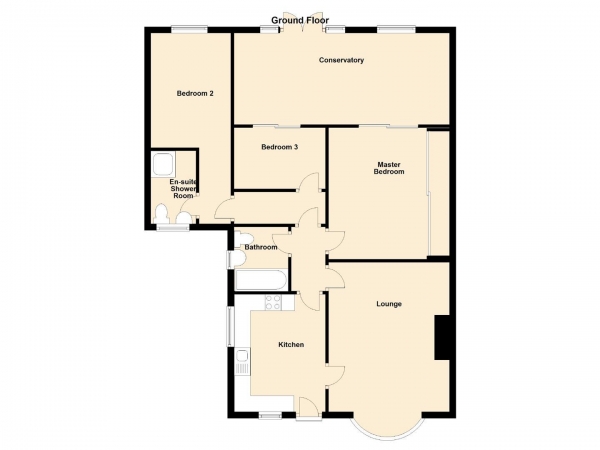 Floor Plan for 3 Bedroom Semi-Detached Bungalow for Sale in Ashwood Grove, North Gosforth, Newcastle Upon Tyne, NE13, 6PT - Offers Over &pound160,000