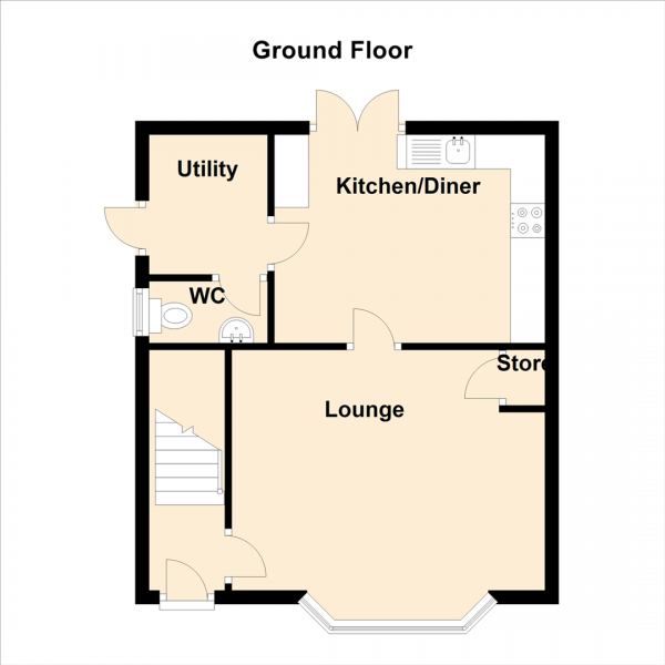 Floor Plan for 3 Bedroom Semi-Detached House for Sale in Kenton Road, Newcastle Upon Tyne, NE3, 4NR -  &pound155,000
