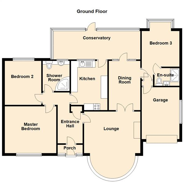 Floor Plan for 3 Bedroom Semi-Detached Bungalow for Sale in Glamis