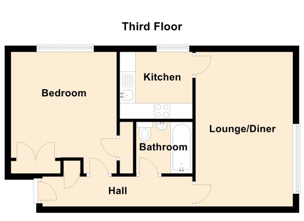 Floor Plan Image for 1 Bedroom Property for Sale in Haydon Close, Newcastle Upon Tyne