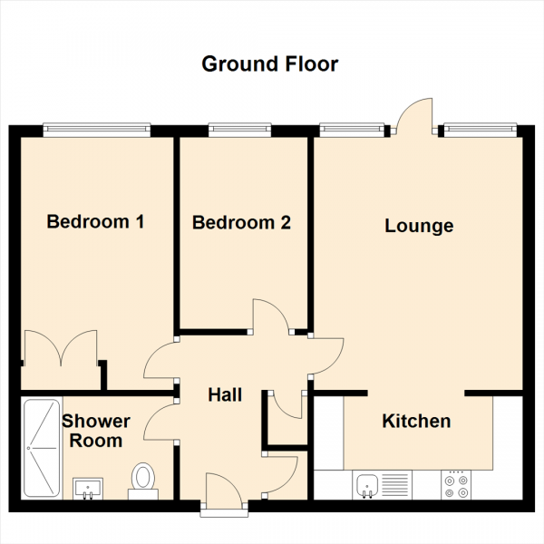 Floor Plan Image for 2 Bedroom Ground Flat for Sale in Sandyford Park, Newcastle Upon Tyne