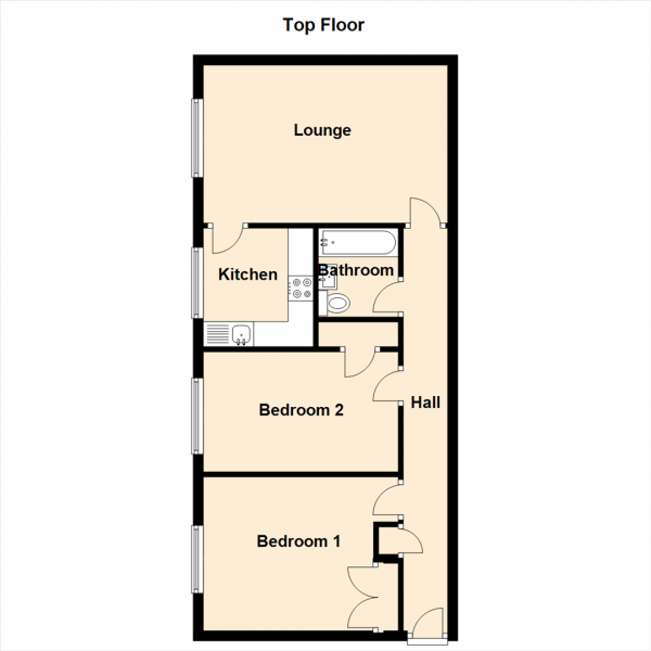 Floor Plan for 2 Bedroom Property for Sale in Haydon Close, Newcastle Upon Tyne, NE3, 2BZ -  &pound65,000