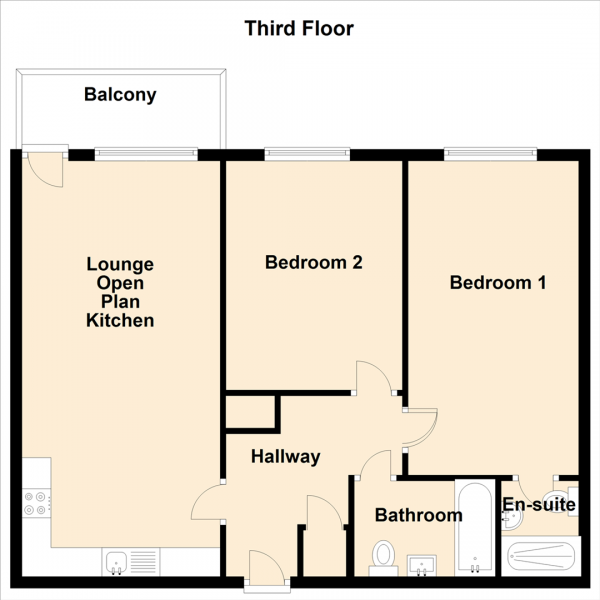 Floor Plan for 2 Bedroom Property for Sale in City Road, Newcastle Upon Tyne, NE1, 2BA - Offers Over &pound152,000