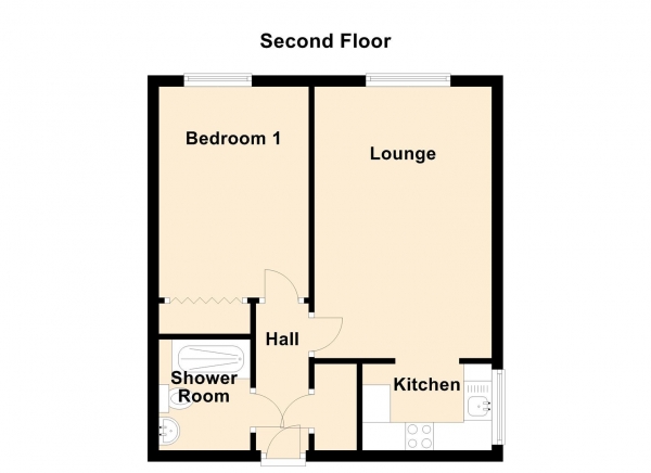 Floor Plan for 1 Bedroom Property for Sale in High Street, Gosforth, Newcastle Upon Tyne, NE3, 1HH -  &pound60,000