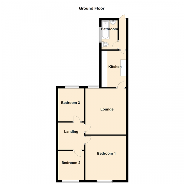Floor Plan for 3 Bedroom Property for Sale in Chippendale Place, Newcastle Upon Tyne, NE2, 4LS -  &pound139,999