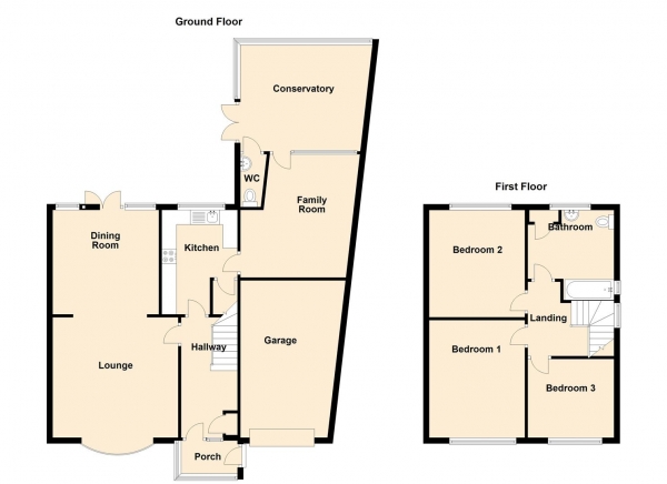Floor Plan Image for 3 Bedroom Property for Sale in Davenport Drive, Newcastle Upon Tyne