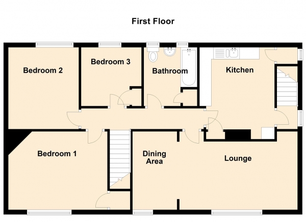 Floor Plan for 3 Bedroom Property for Sale in Beadnell Place, Newcastle Upon Tyne, NE2, 1YD - Offers Over &pound160,000