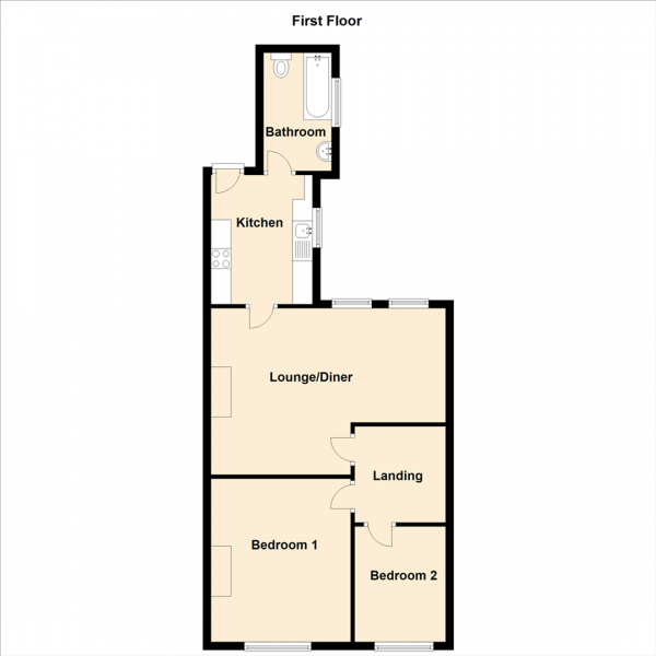 Floor Plan Image for 2 Bedroom Property to Rent in East View, Wideopen, Newcastle Upon Tyne