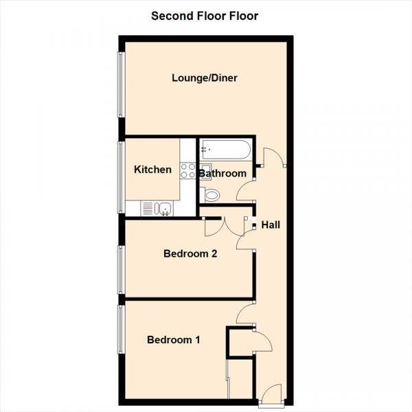Floor Plan Image for 2 Bedroom Apartment for Sale in Haydon Close, Red House Farm
