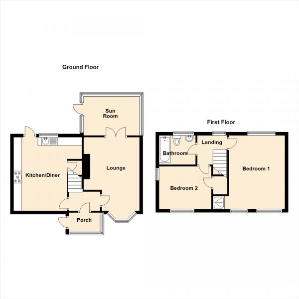 Floor Plan Image for 2 Bedroom Semi-Detached House for Sale in Brookside Avenue, Brunswick Village, Newcastle Upon Tyne