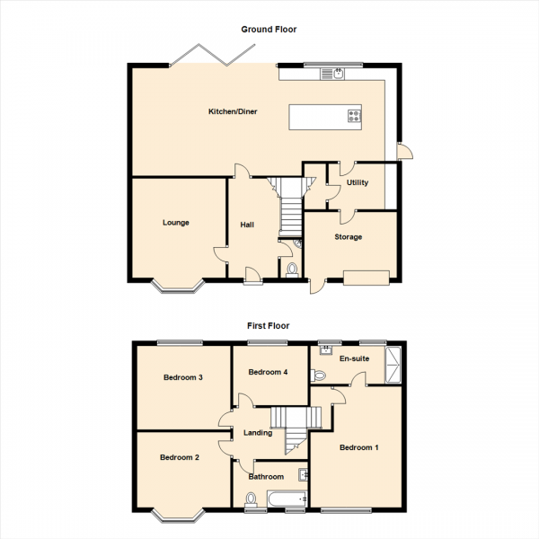 Floor Plan for 4 Bedroom Semi-Detached House for Sale in Bowfield Avenue, Newcastle Upon Tyne, NE3, 5TD -  &pound449,950