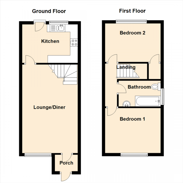 Floor Plan Image for 2 Bedroom Semi-Detached House to Rent in Shirlaw Close, Westerhope